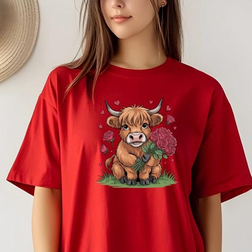 Highland Cow Valentine Shirt, Cute Cow Sweatshirt, Valentine Gift, Gildan Unisex Cozy Top