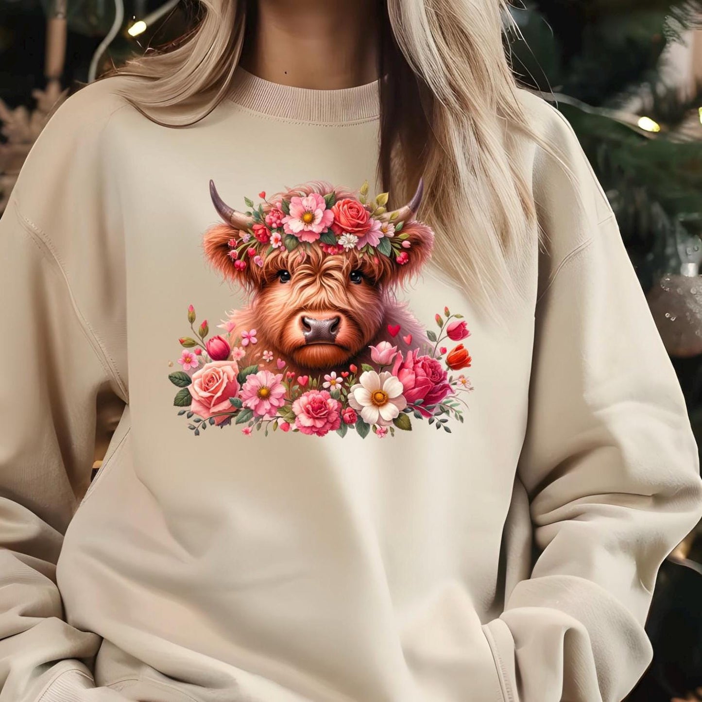 Highland Cow Floral Tee or sweatshirt