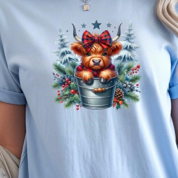 Highland Cow Christmas Sweatshirt or Shirt : Cozy Farm Animal Holiday Pullover