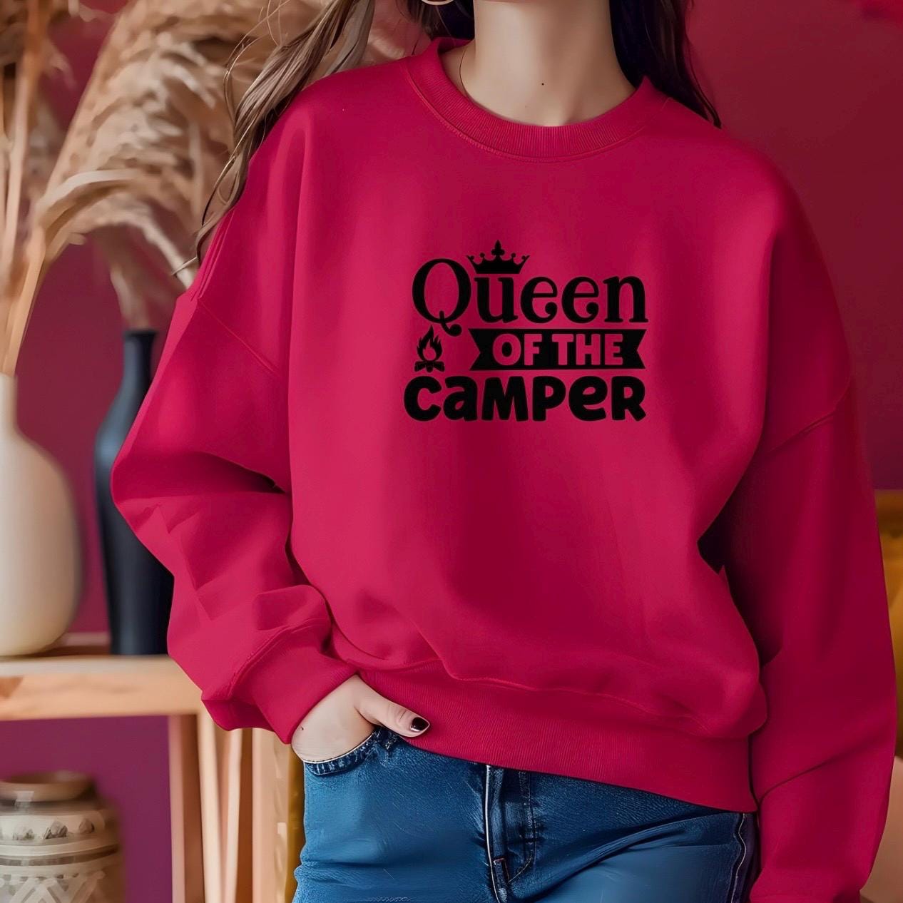 Queen of the Camper Sweatshirt, Funny RV Camping Gift
