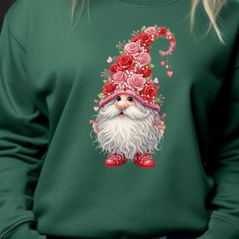 Valentine Gnome Shirt or Sweatshirt – Gildan Unisex Fit – Cute DTF Print for Women & Teens