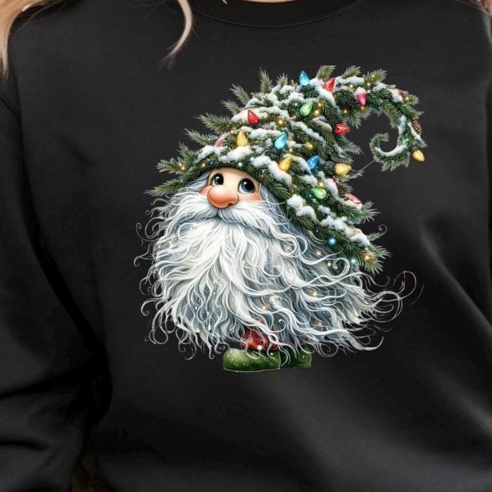 Whimsical Christmas Gnome Sweatshirt or Tee – Cozy Winter Apparel for Holiday Lovers