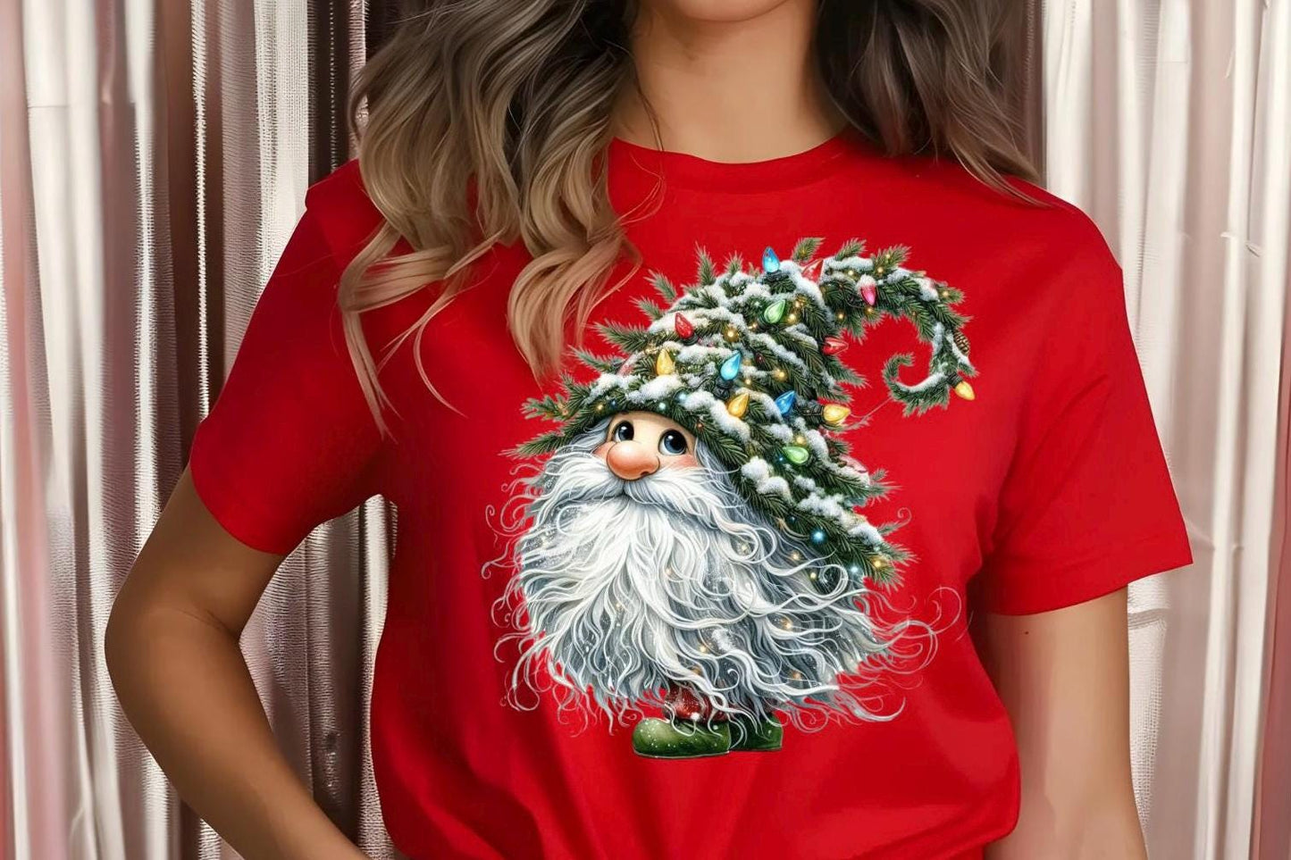 Whimsical Christmas Gnome Sweatshirt or Tee – Cozy Winter Apparel for Holiday Lovers