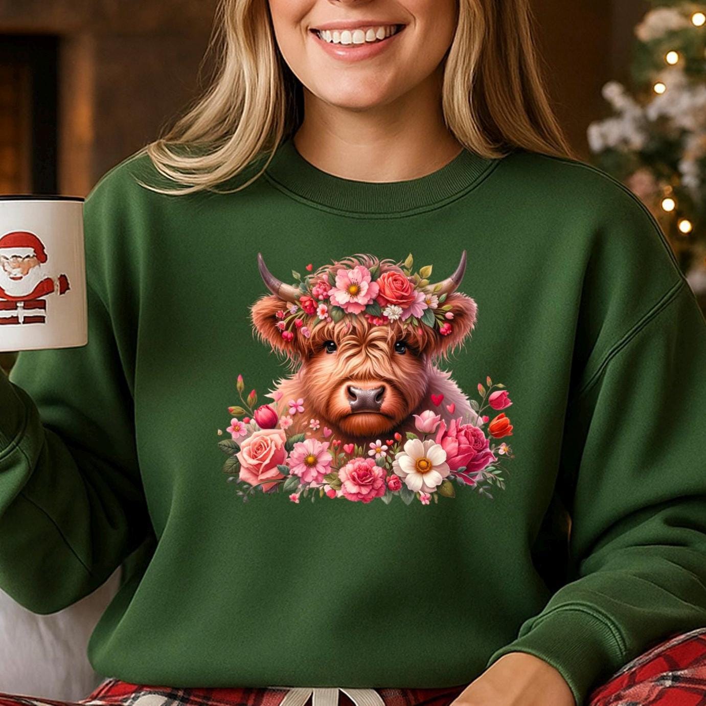 Highland Cow Floral Tee or sweatshirt