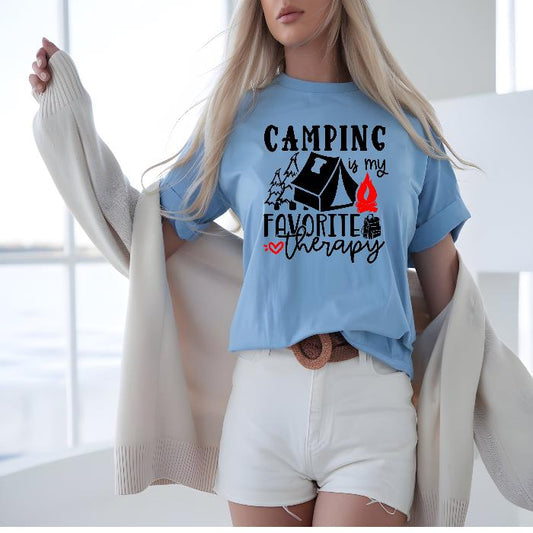 Camping Is My Favorite Therapy Shirt Sweatshirt – Gildan DTF Print – Nature Lover Tee