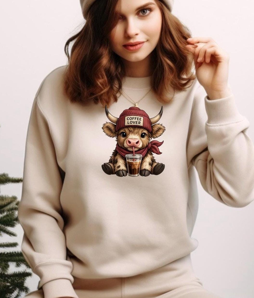 Highland Cow Coffee Lover Shirt or Sweatshirt – Cute DTF Print on Gildan – Coffee Gift for Her