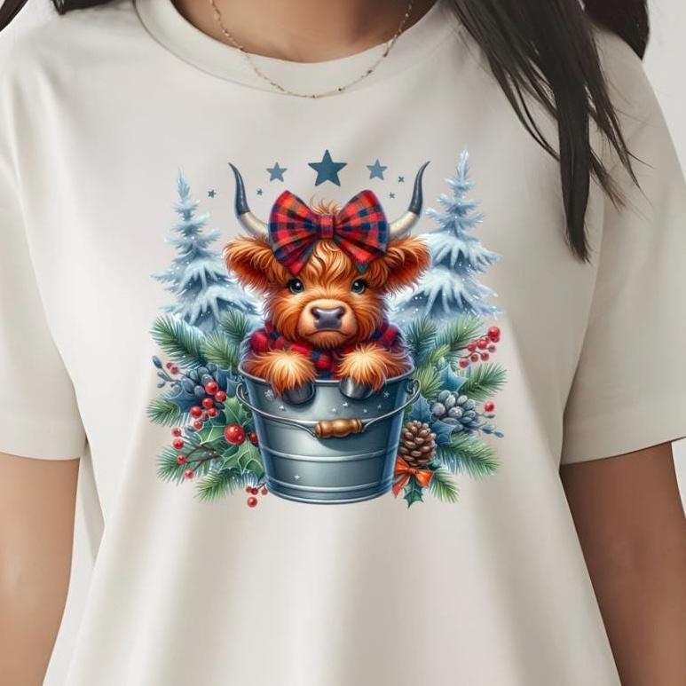Highland Cow Christmas Sweatshirt or Shirt : Cozy Farm Animal Holiday Pullover