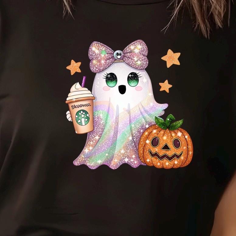 Sparkly Pastel Ghost & Pumpkin Halloween Sweatshirt or T shirt