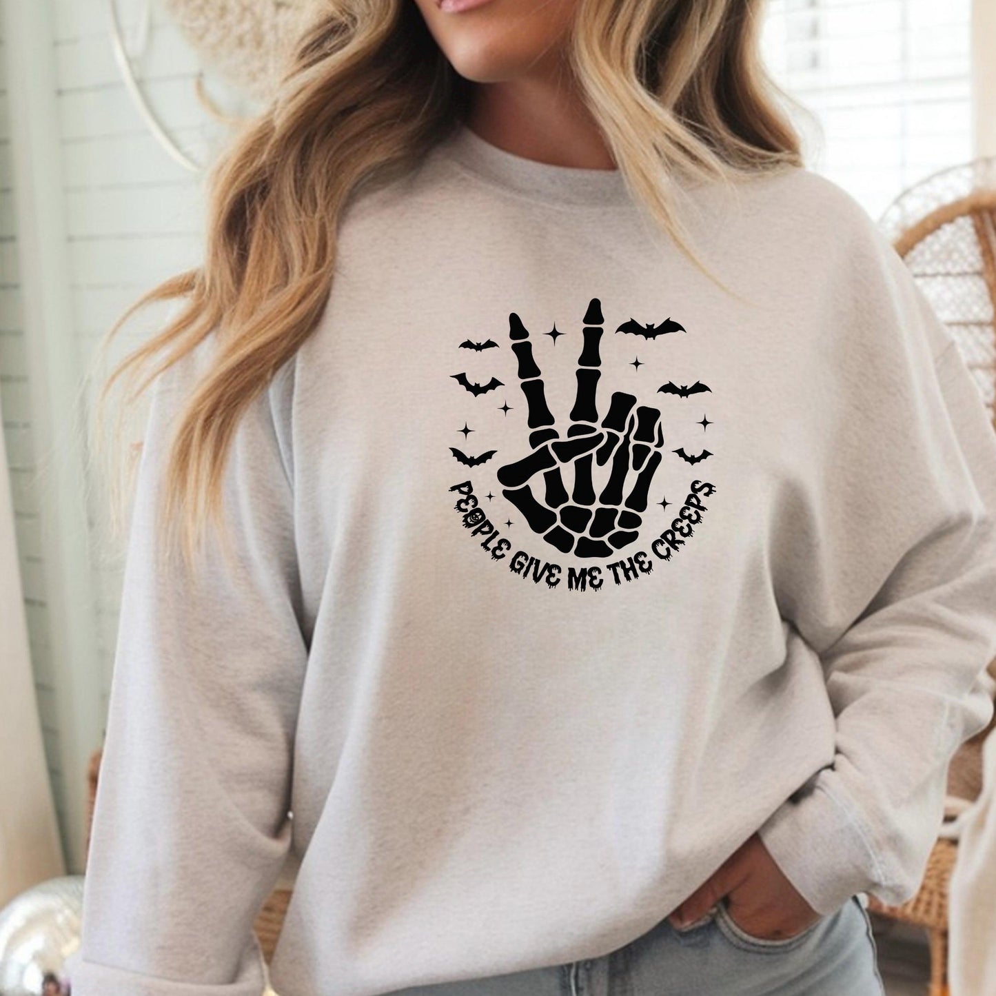 Skeleton Peace Sign Shirt, Spooky Halloween Graphic Tee, Fall Vibes