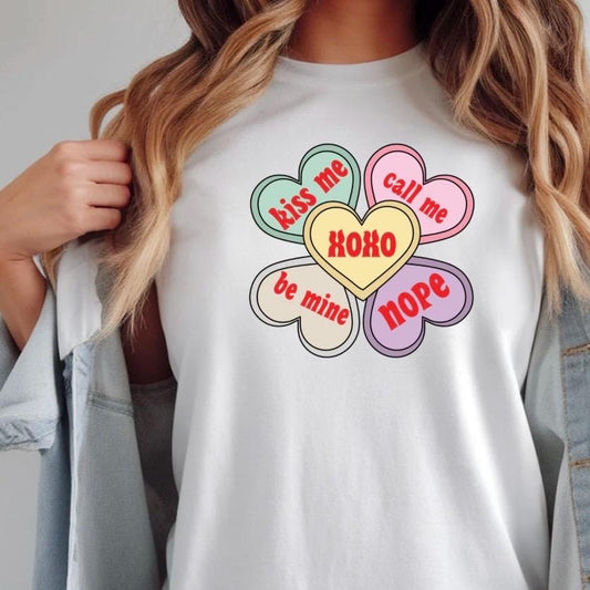 Valentine Conversation Hearts Crewneck — seasonal, gift‑friendly