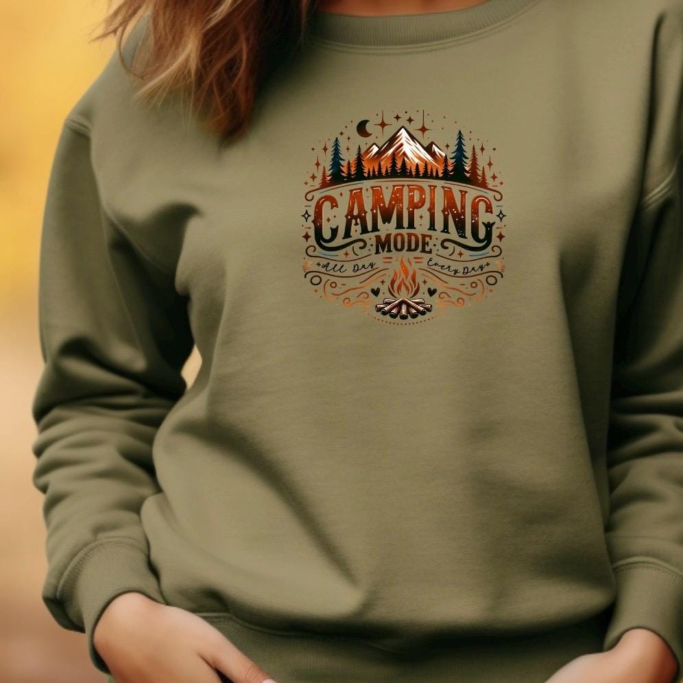 Camping Mode Shirt or Sweatshirt – Funny Camping Graphic Tee – Unisex Outdoor Lover Gift