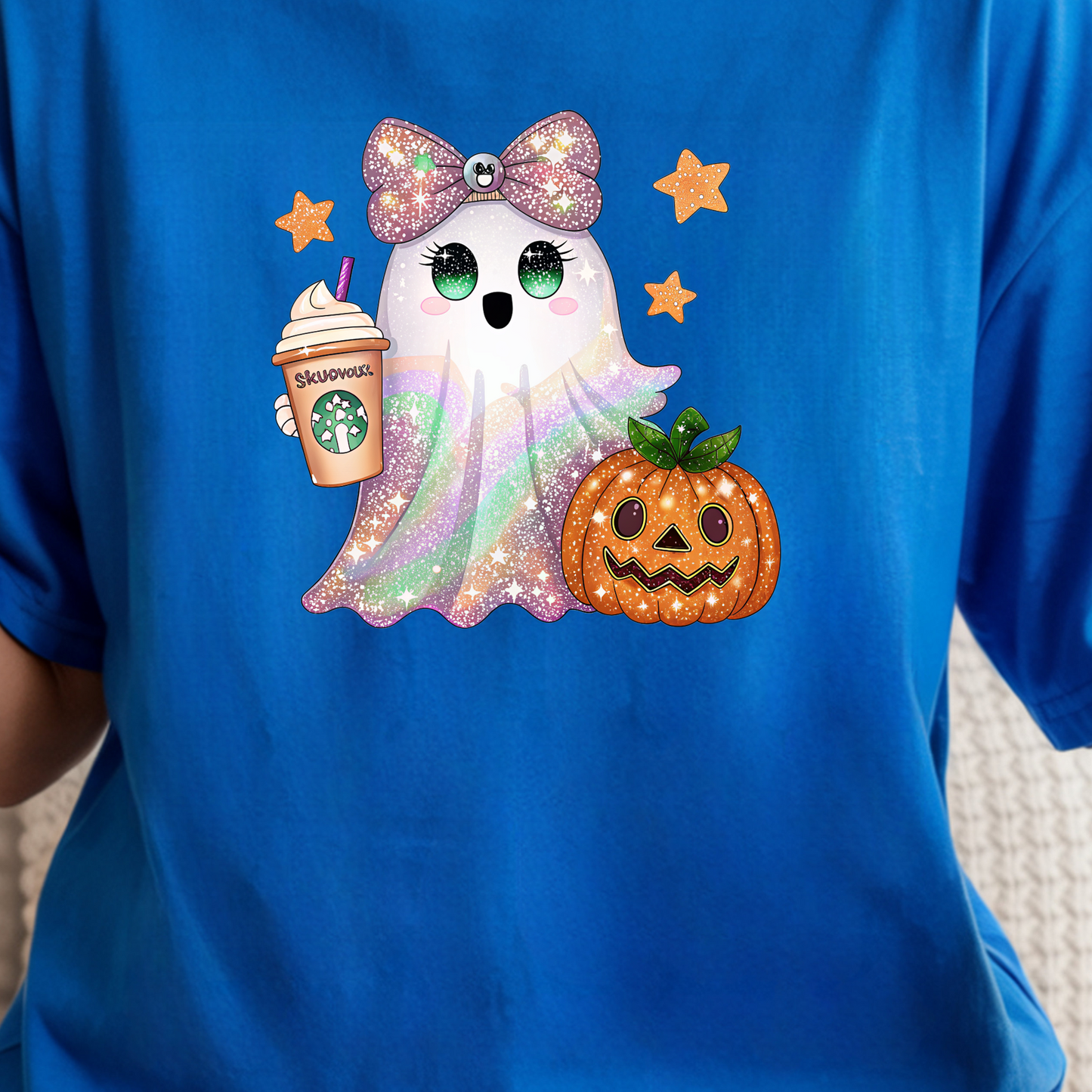 Sparkly Pastel Ghost & Pumpkin Halloween Sweatshirt or t shirt