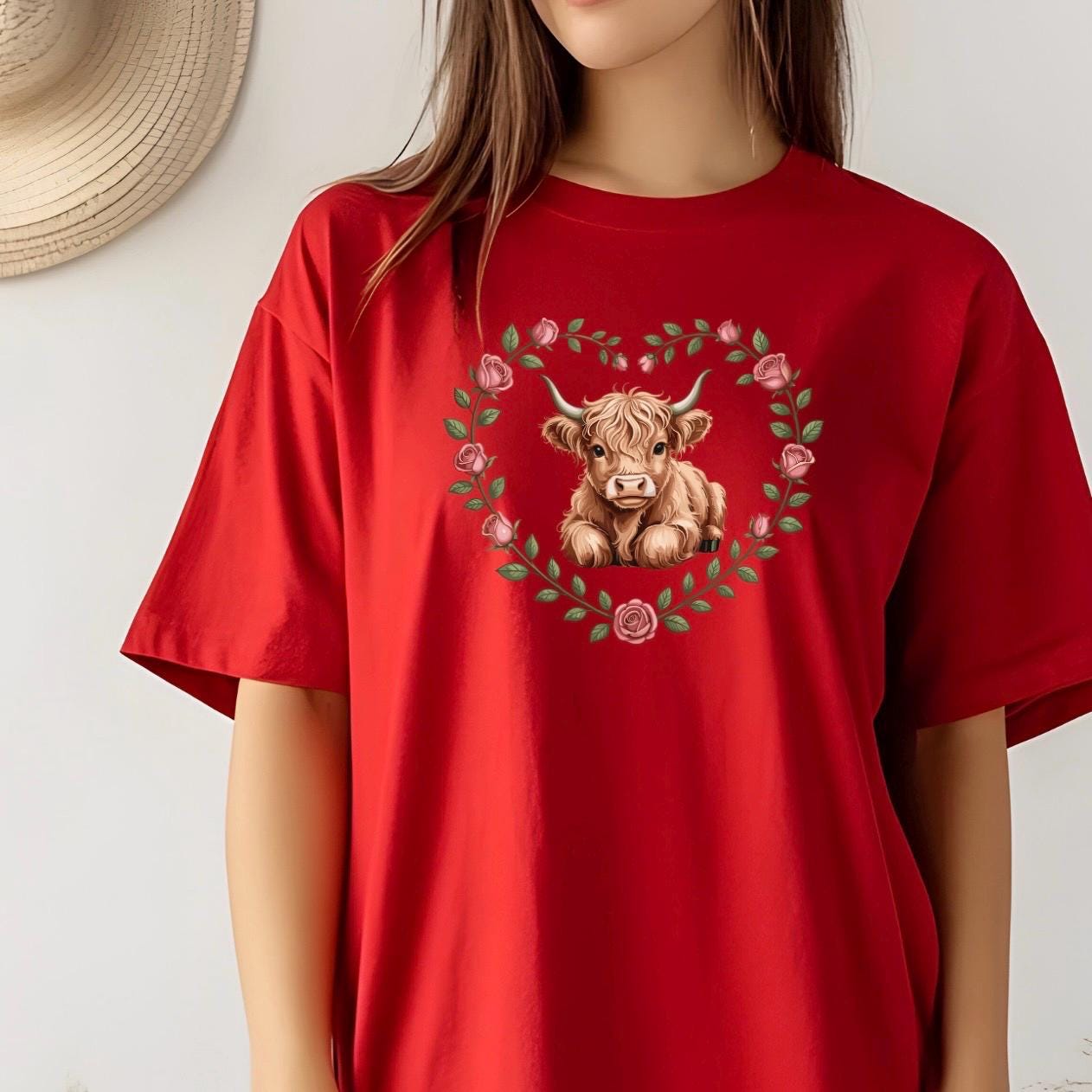 Highland Cow Valentine Sweatshirt or Shirt \ Cute Cow Love Gift for Animal Lovers Cozy Gildan