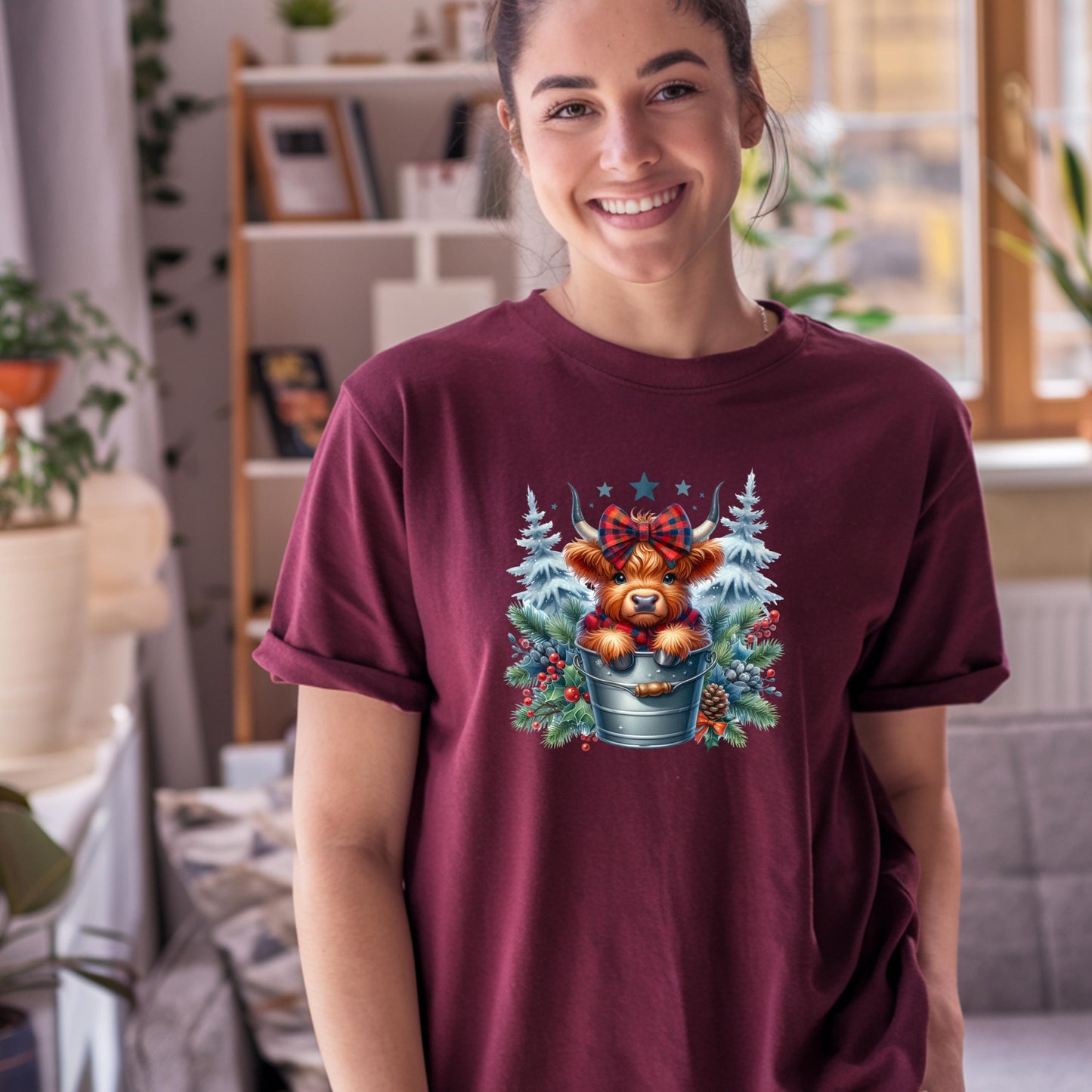 Highland Cow Christmas Sweatshirt or Shirt : Cozy Farm Animal Holiday Pullover