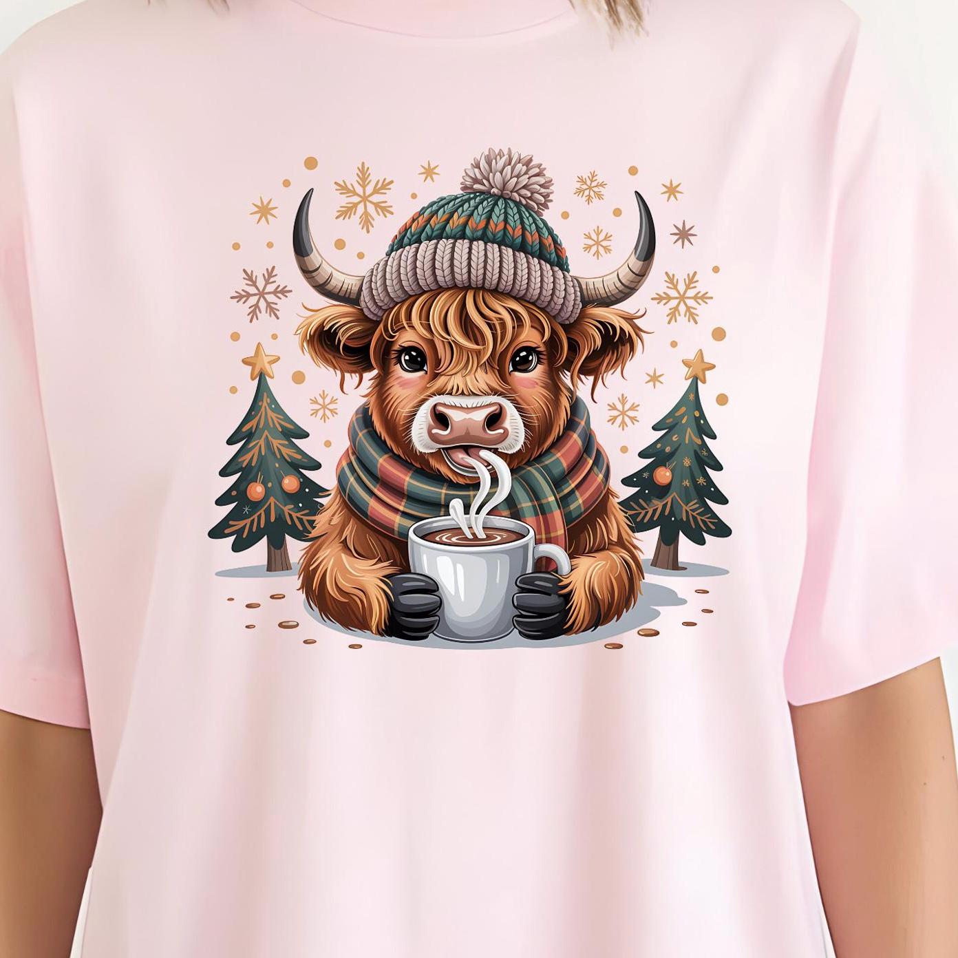 Highland Cow Hot Cocoa Sweatshirt or t shirt