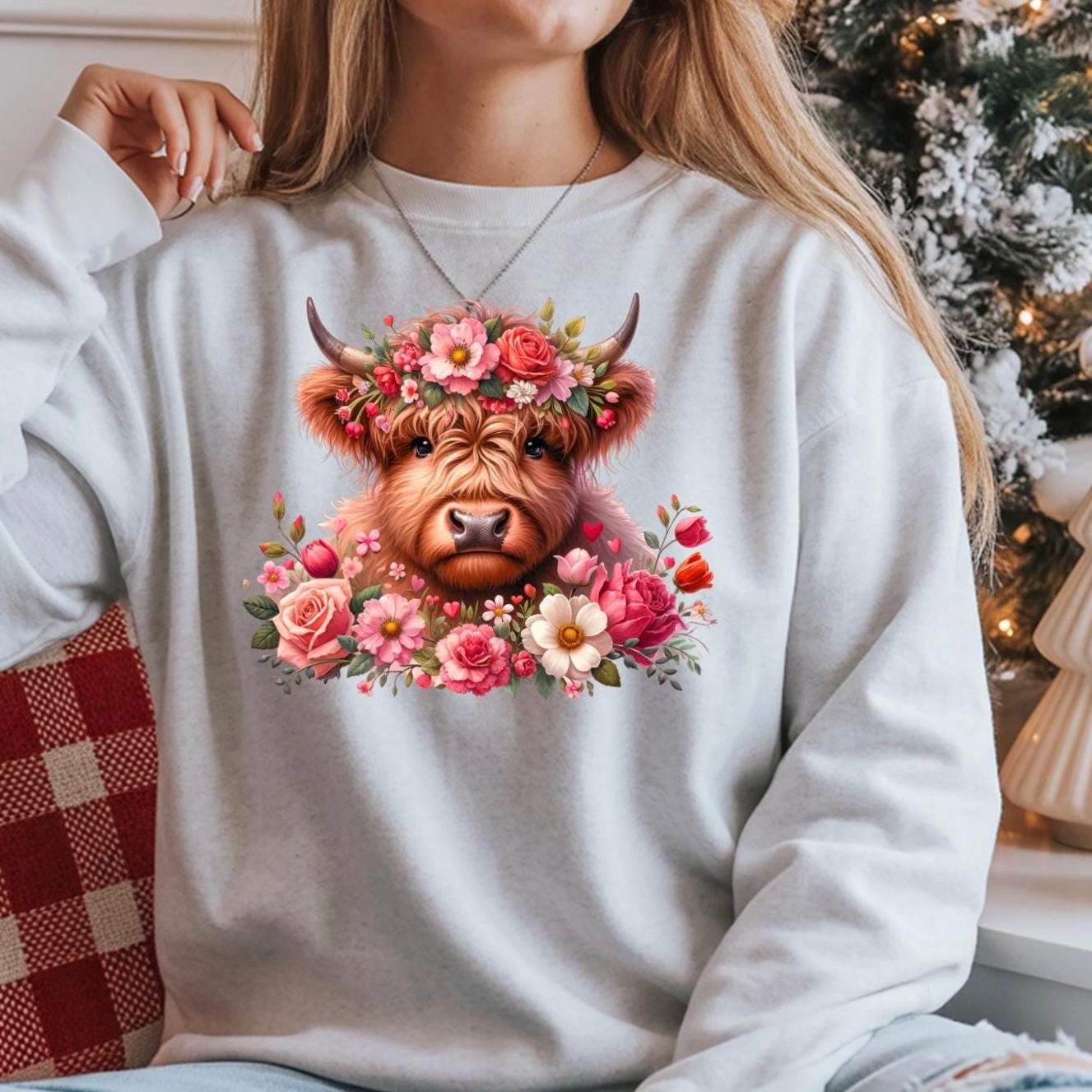 Highland Cow Floral Tee or sweatshirt
