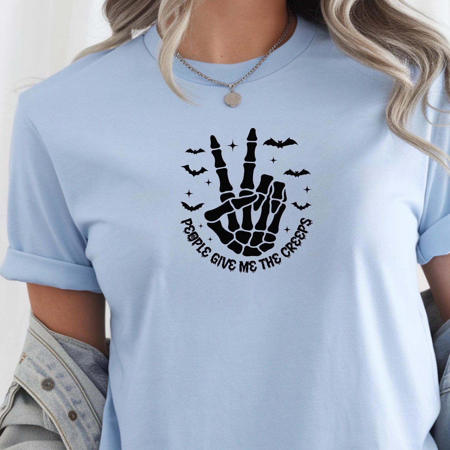 Skeleton Peace Sign Halloween Shirt, Spooky Fall Graphic Tee