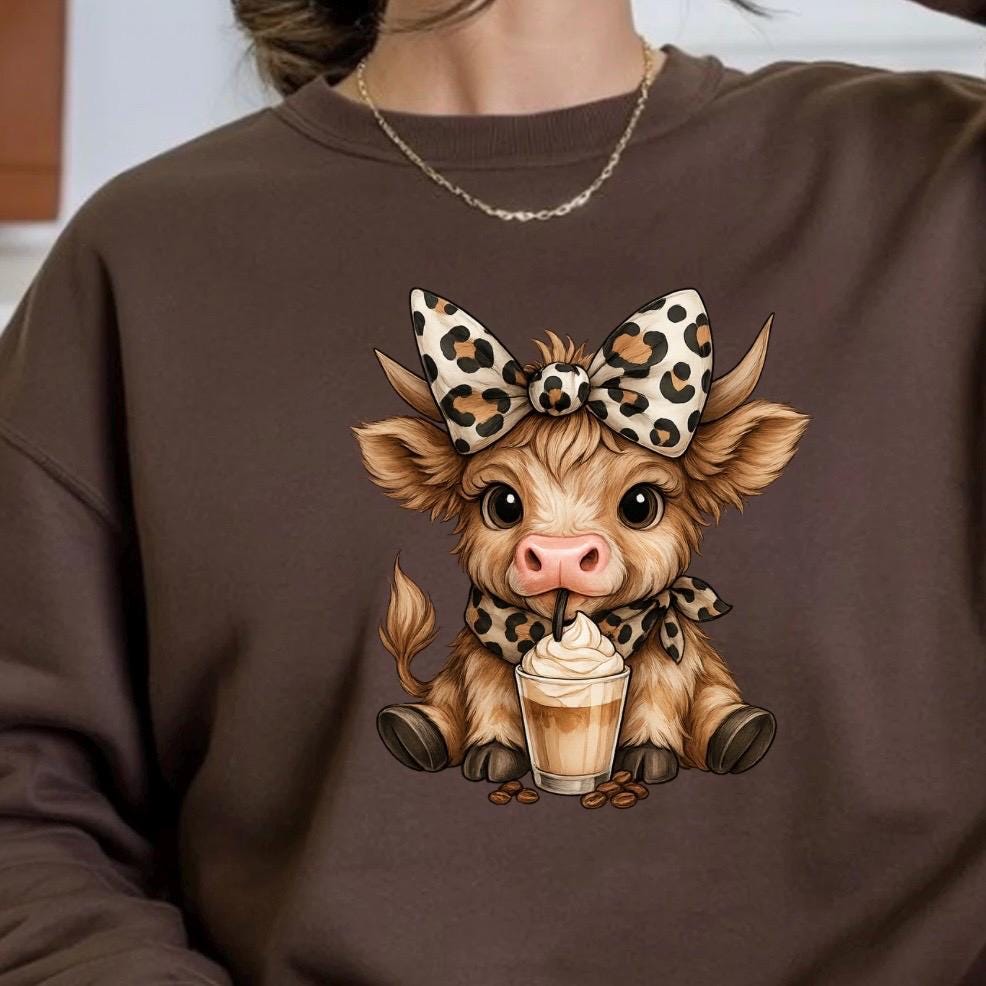Highland Cow Shirt Sweatshirt Cute Cow Graphic Tee Cozy Animal Lover Gift Unisex Gildan