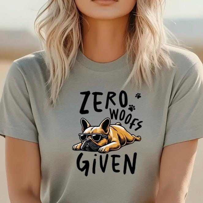 Zero Woofs Given Funny Dog Shirt | French Bulldog T-Shirt | Lazy Dog Graphic Tee | Unisex Gift for Dog Lovers | Pet Humor Shirt