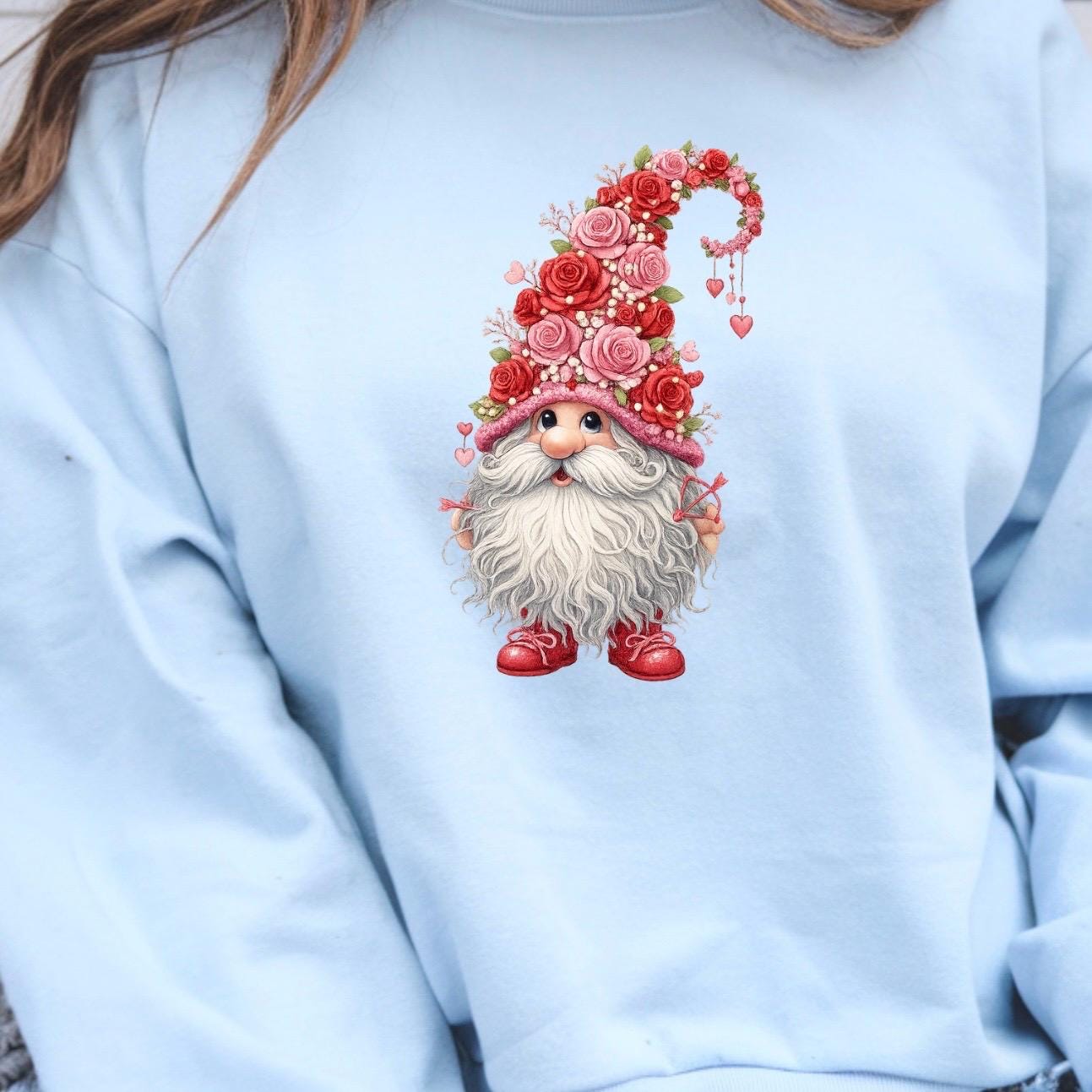 Valentine Gnome Shirt or Sweatshirt – Gildan Unisex Fit – Cute DTF Print for Women & Teens
