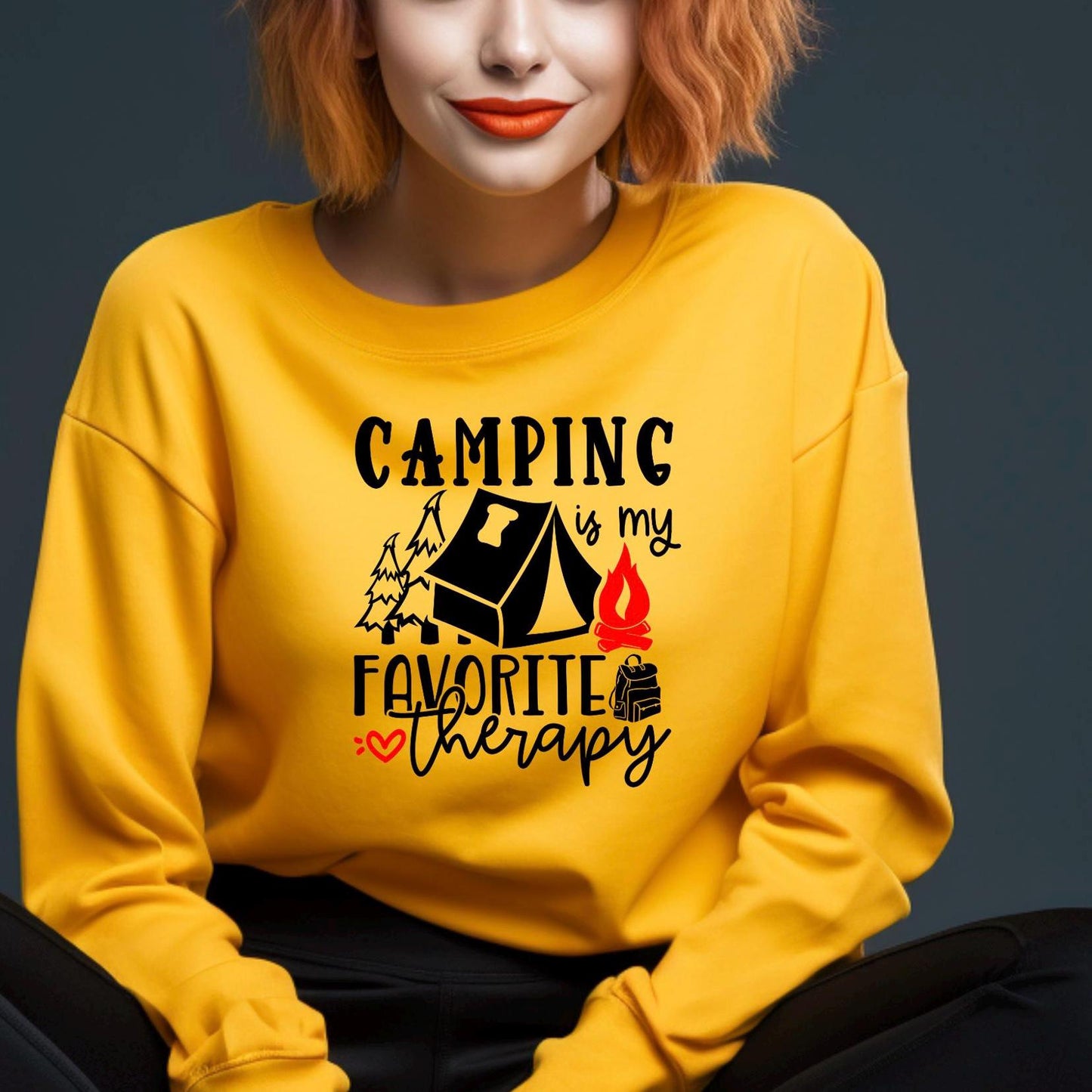 Camping Is My Favorite Therapy Shirt Sweatshirt – Gildan DTF Print – Nature Lover Tee