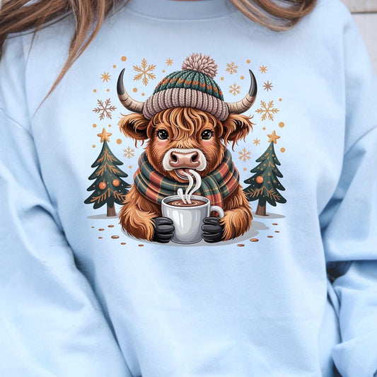 Highland Cow Hot Cocoa Sweatshirt or t shirt