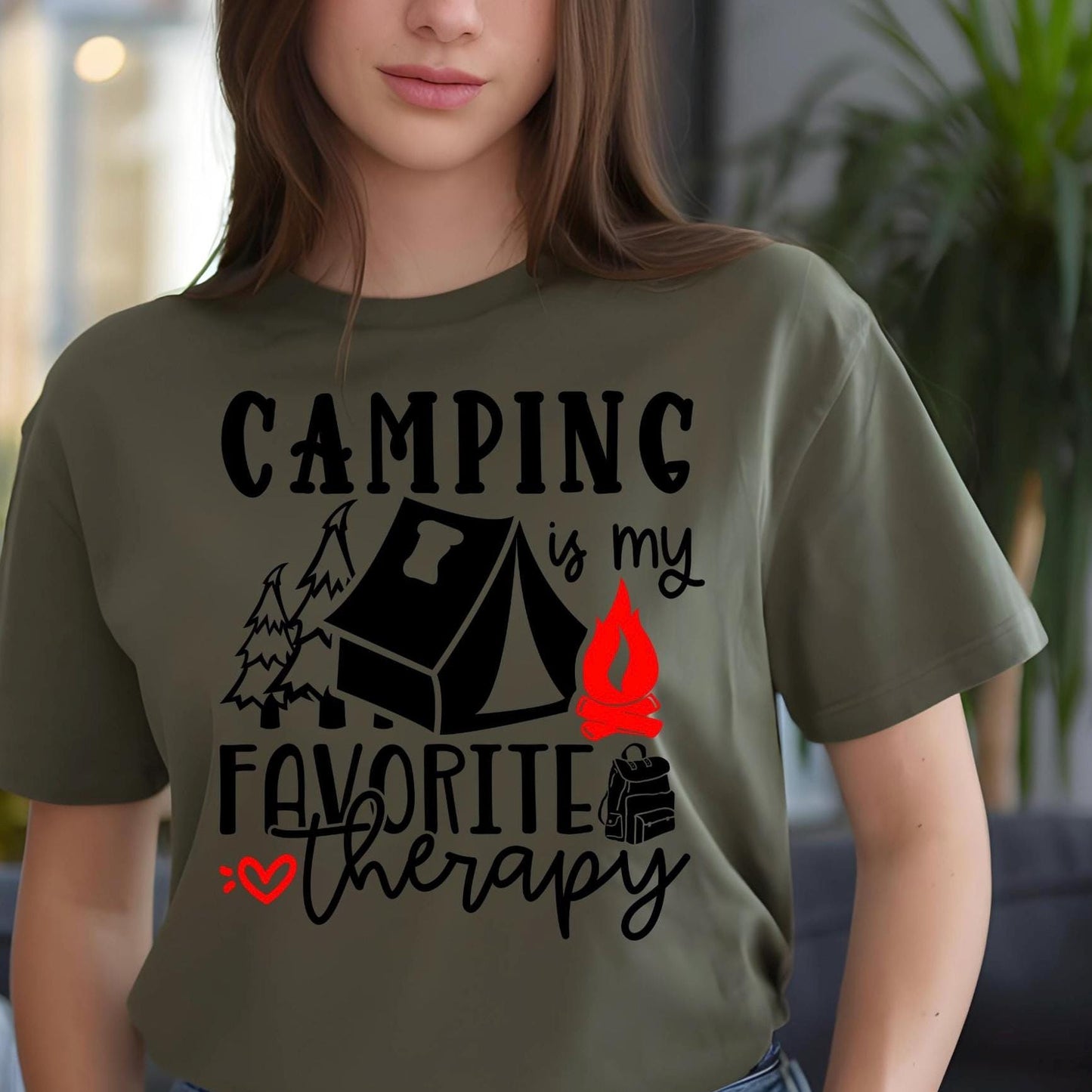 Camping Is My Favorite Therapy Shirt Sweatshirt – Gildan DTF Print – Nature Lover Tee
