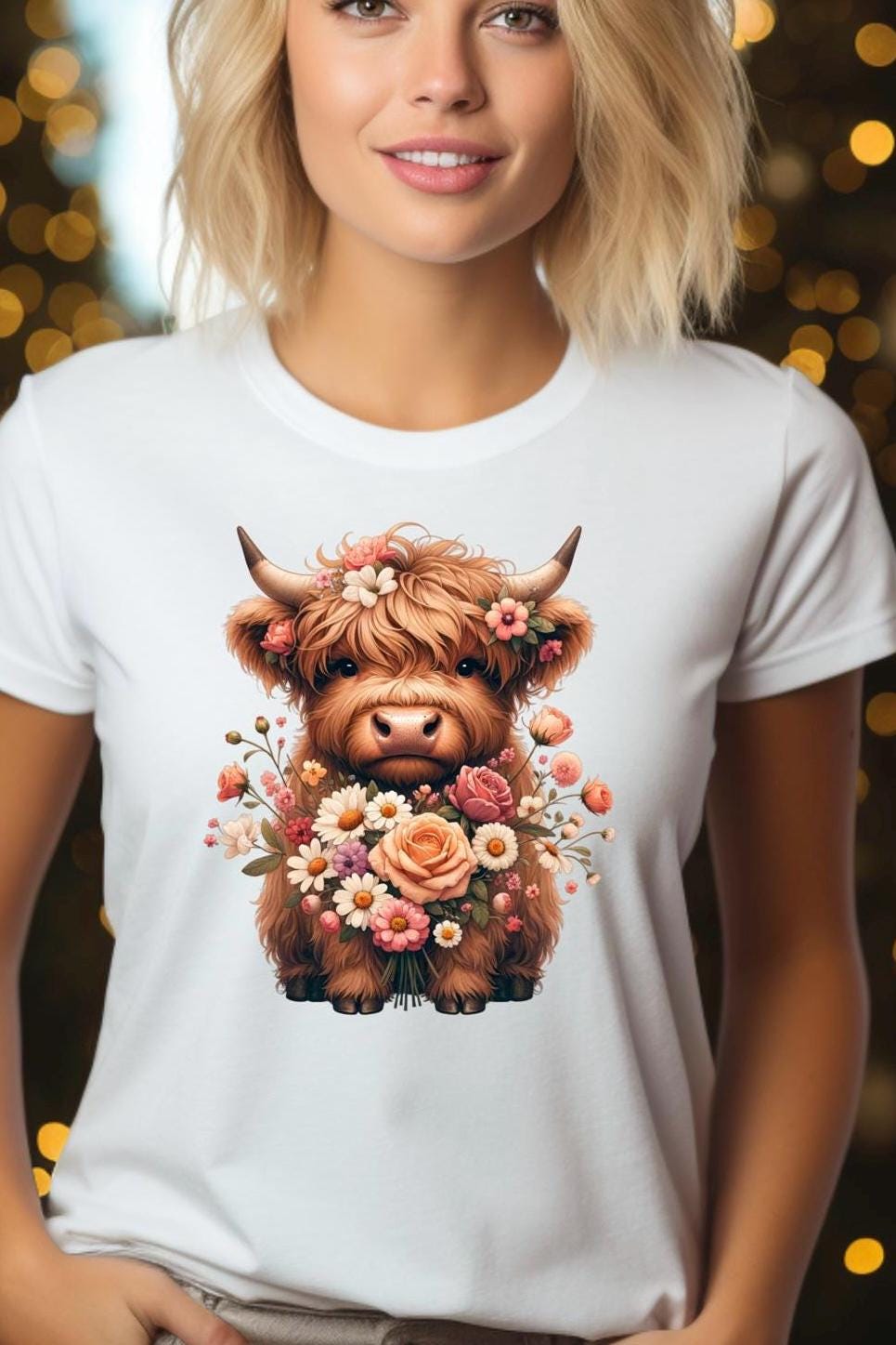Highland Cow Floral Sweatshirt or T shirt