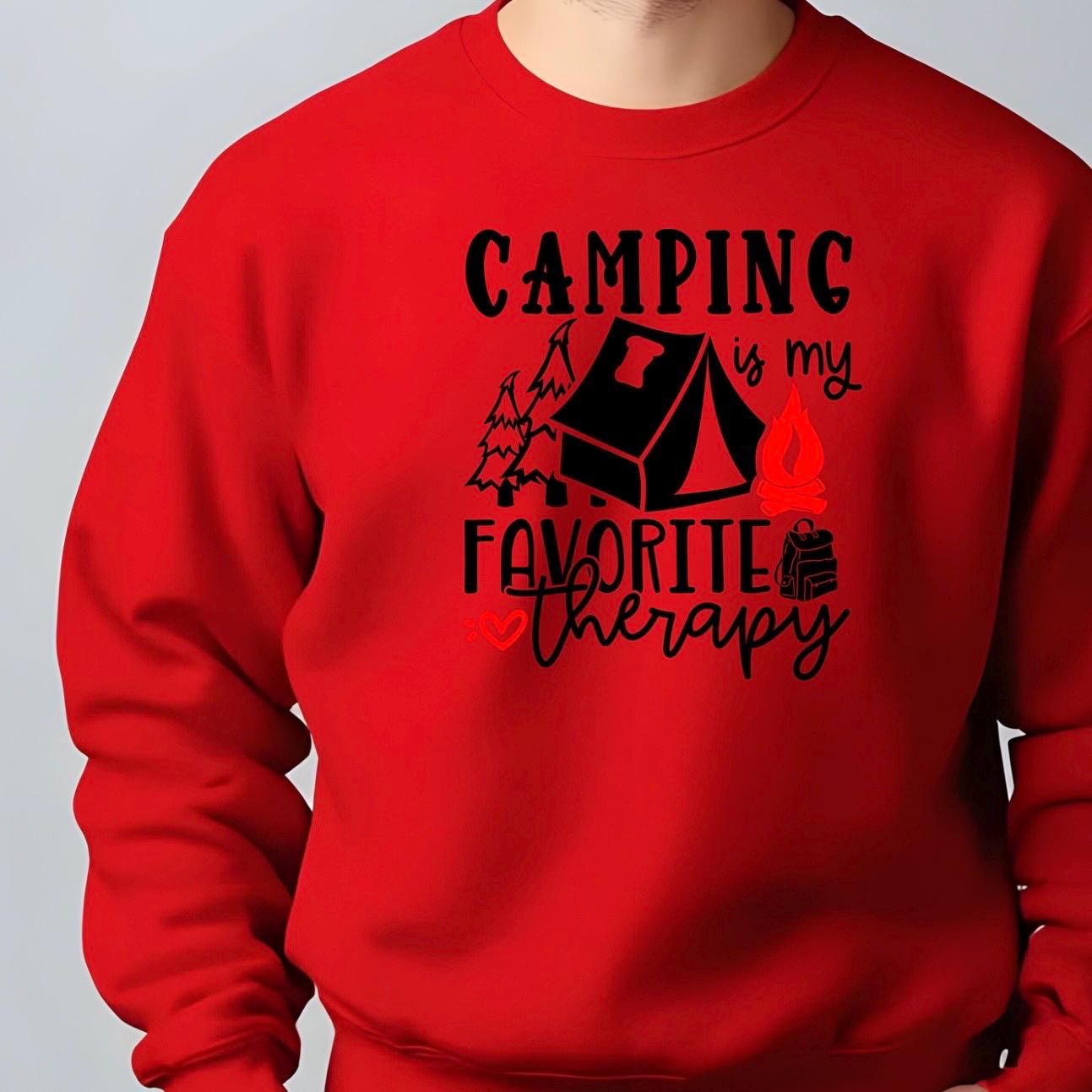 Camping Is My Favorite Therapy Shirt Sweatshirt – Gildan DTF Print – Nature Lover Tee