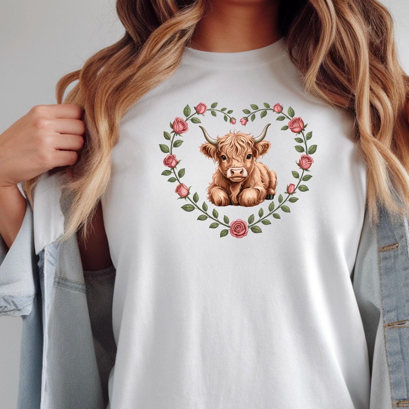 Highland Cow Valentine Sweatshirt or Shirt \ Cute Cow Love Gift for Animal Lovers Cozy Gildan