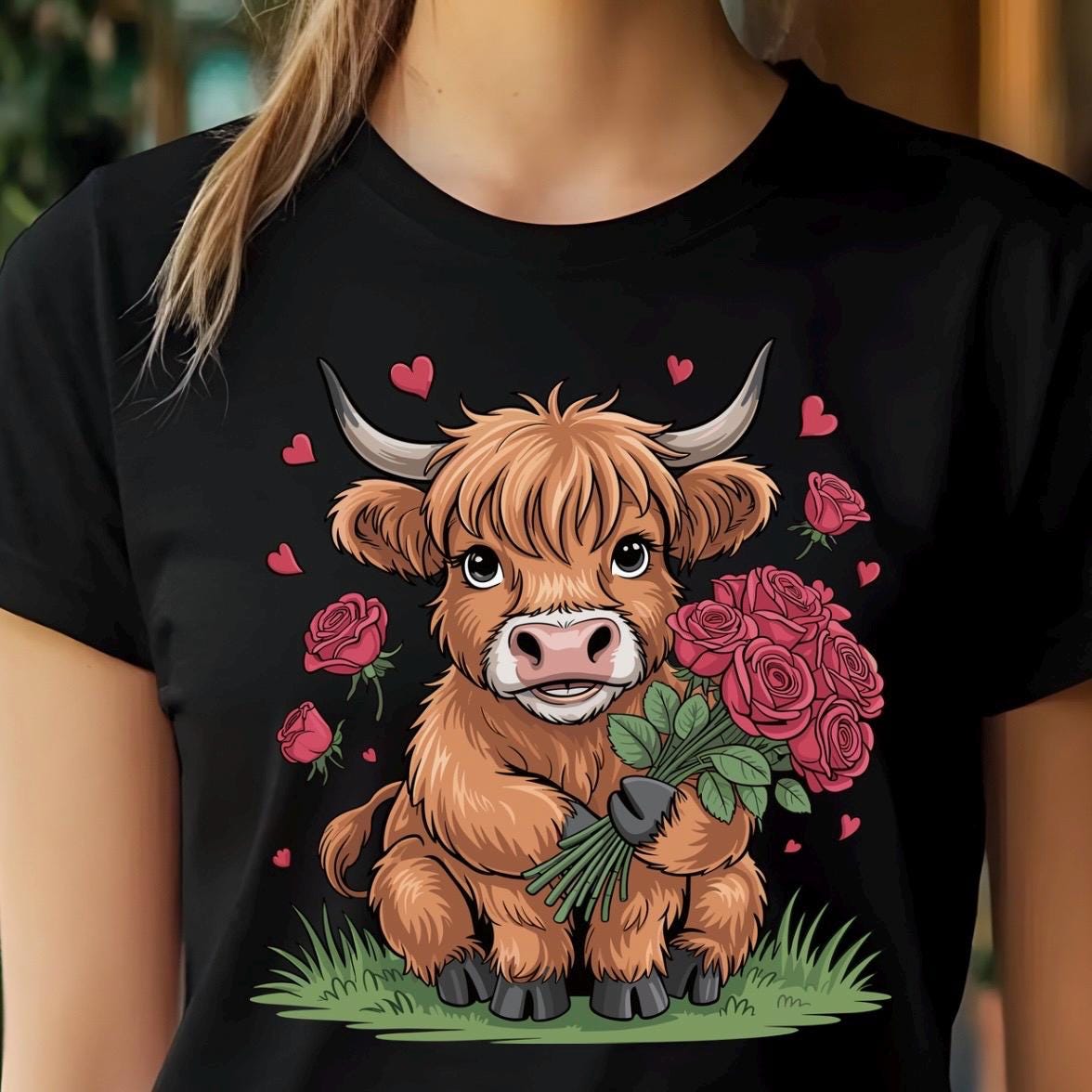 Highland Cow Valentine Shirt, Cute Cow Sweatshirt, Valentine Gift, Gildan Unisex Cozy Top