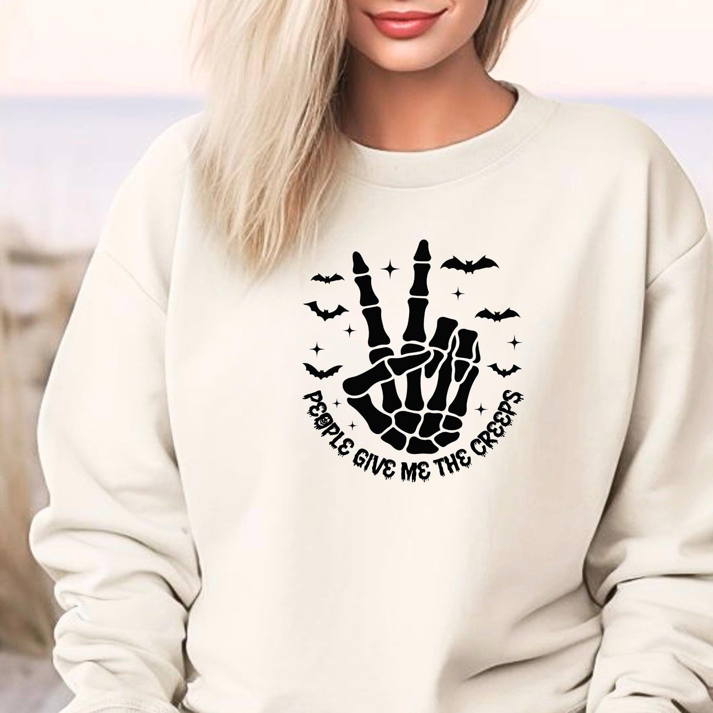 Skeleton Peace Sign Shirt, Spooky Halloween Graphic Tee, Fall Vibes