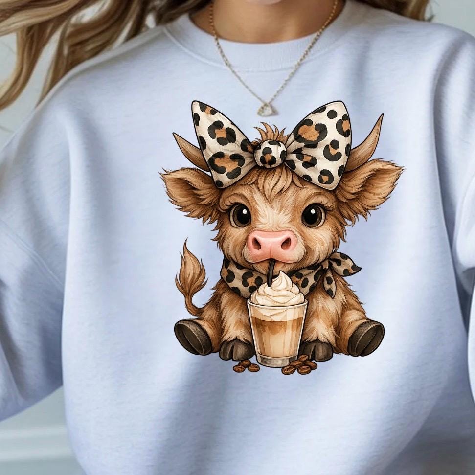 Highland Cow T Shirt or Sweatshirt Cute Cow Graphic Tee Cozy Animal Lover Gift Unisex Gildan