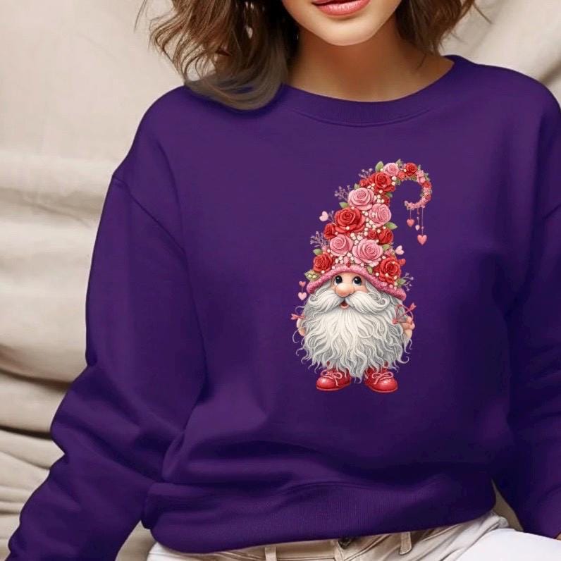 Valentine Gnome Shirt or Sweatshirt – Gildan Unisex Fit – Cute DTF Print for Women & Teens