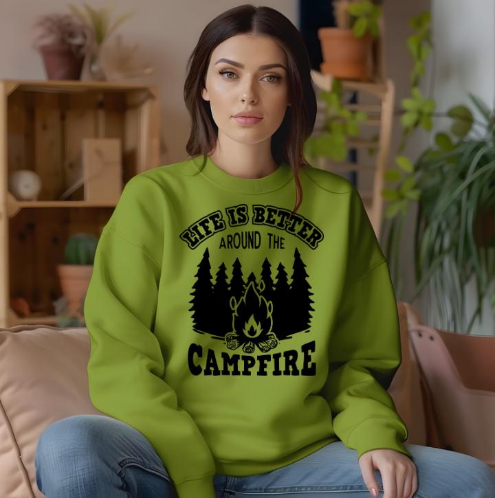 Life Is Better Around the Campfire Shirt or Sweatshirt – Camping Bonfire Forest Outdoor Lover Gift