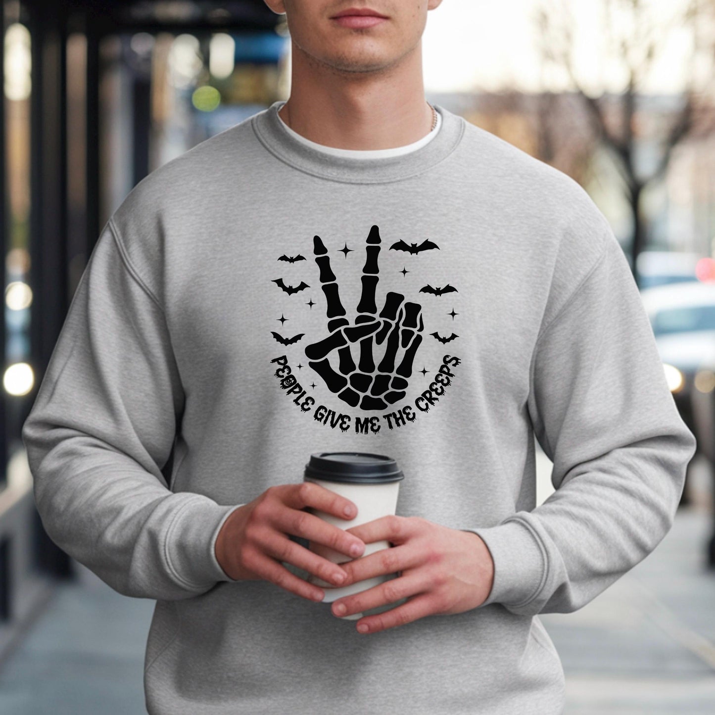 Skeleton Peace Sign Shirt, Spooky Halloween Graphic Tee, Fall Vibes