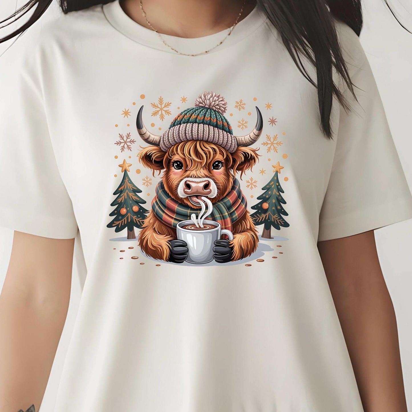 Highland Cow Hot Cocoa Sweatshirt or t shirt