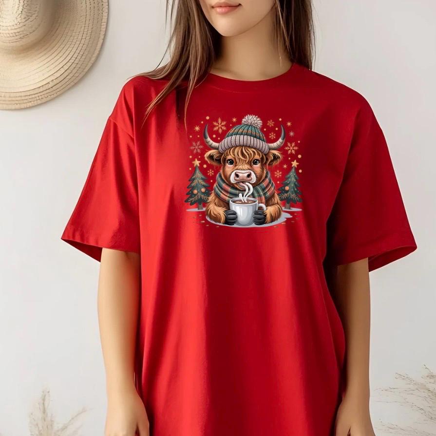Highland Cow Hot Cocoa Sweatshirt or t shirt
