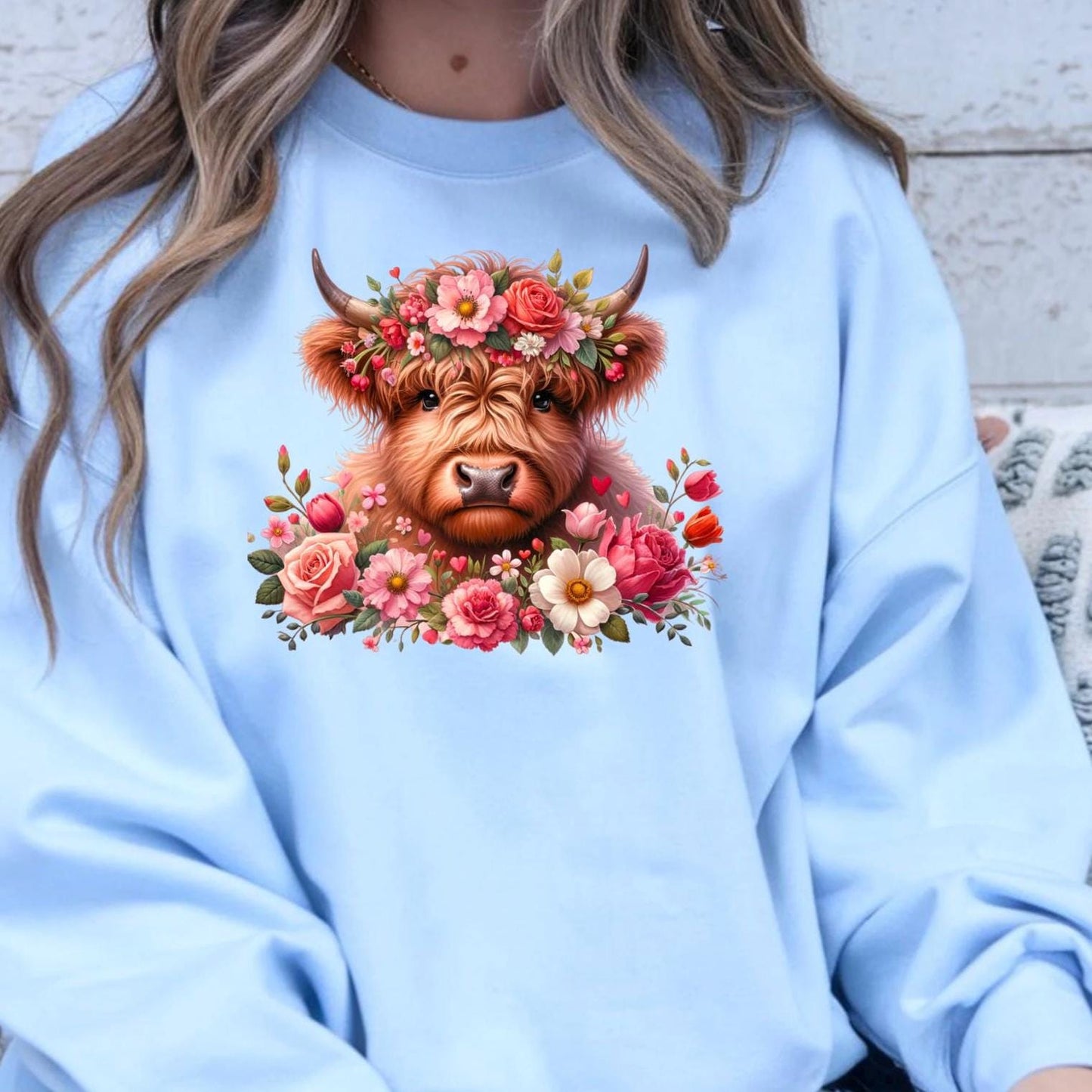 Highland Cow Floral Tee or sweatshirt