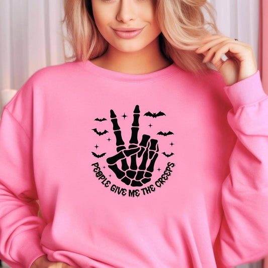 Skeleton Peace Sign Shirt, Spooky Halloween Graphic Tee, Fall Vibes