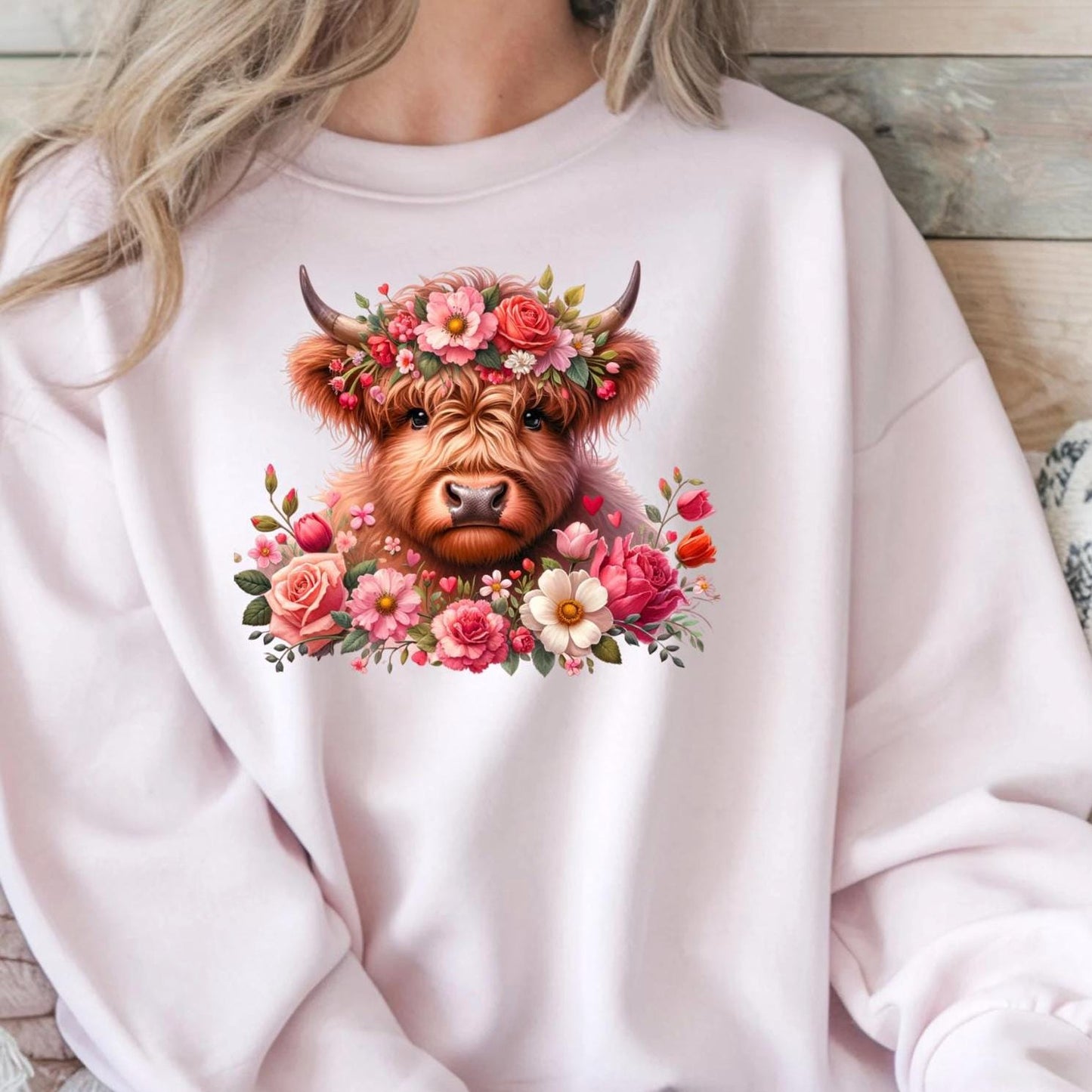 Highland Cow Floral Tee or sweatshirt