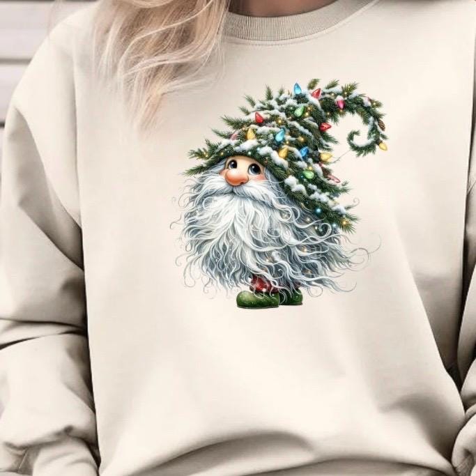 Whimsical Christmas Gnome Sweatshirt or Tee – Cozy Winter Apparel for Holiday Lovers
