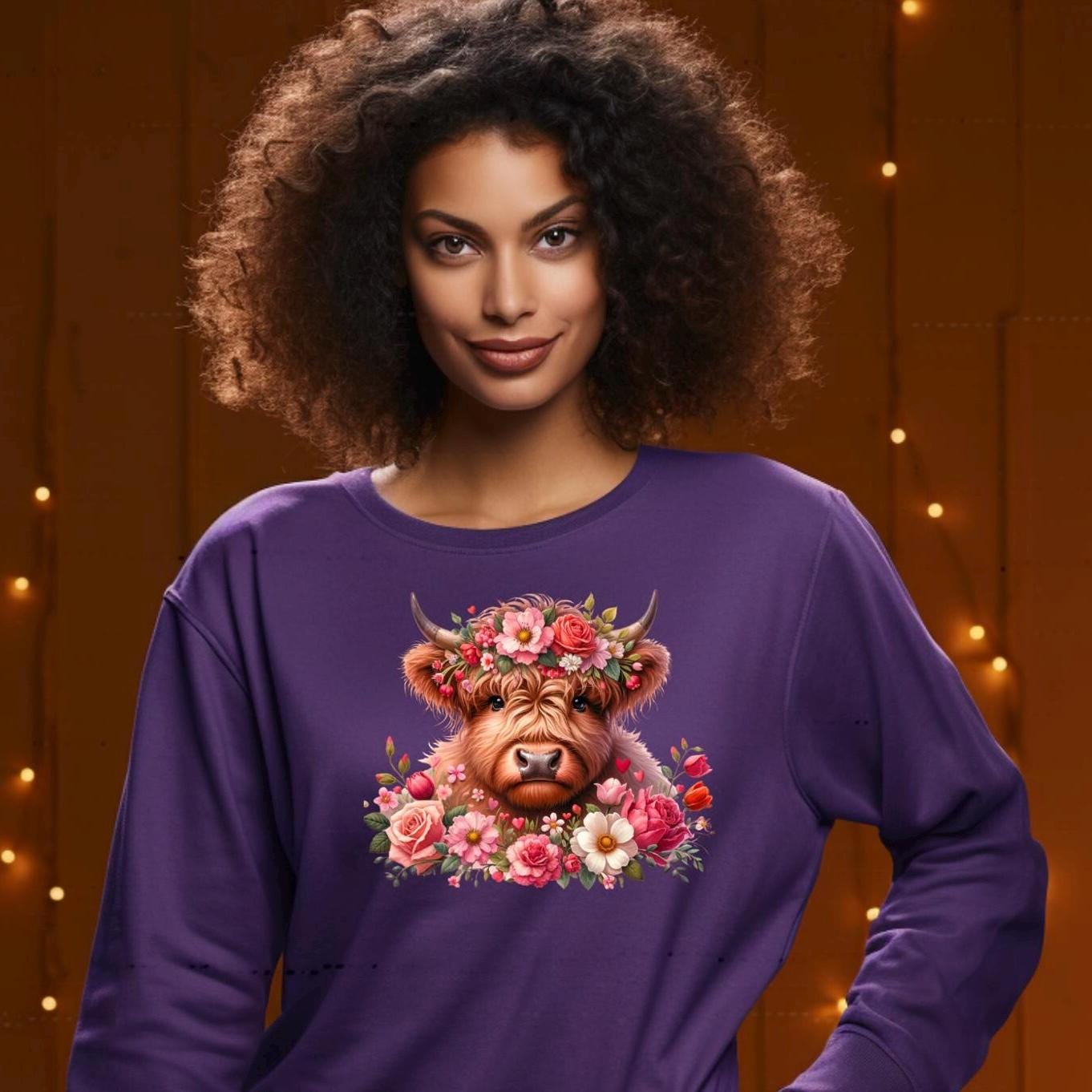 Highland Cow Floral Tee or sweatshirt