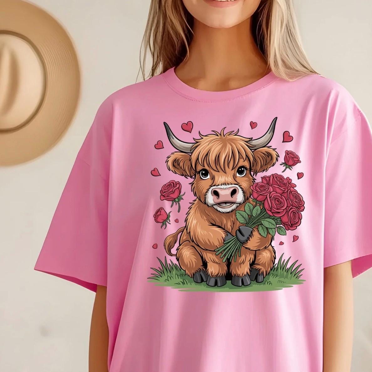 Highland Cow Valentine Shirt, Cute Cow Sweatshirt, Valentine Gift, Gildan Unisex Cozy Top