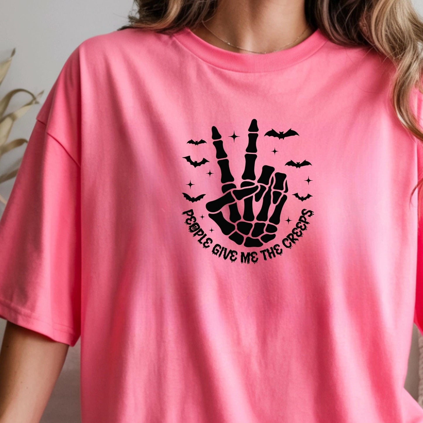 Skeleton Peace Sign Halloween Shirt, Spooky Fall Graphic Tee