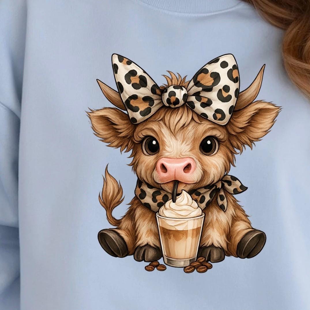 Highland Cow Shirt Sweatshirt Cute Cow Graphic Tee Cozy Animal Lover Gift Unisex Gildan