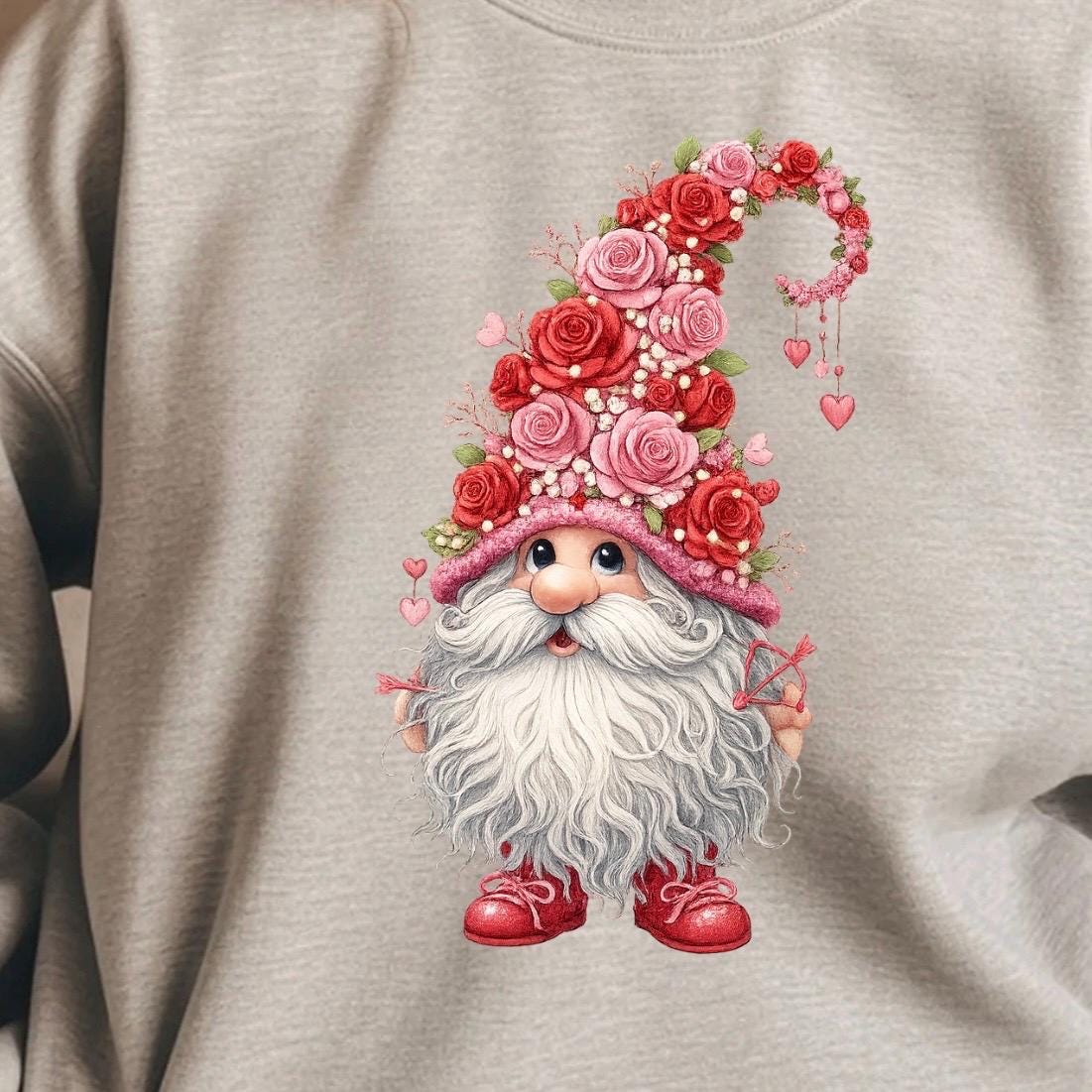 Valentine Gnome Shirt or Sweatshirt – Gildan Unisex Fit – Cute DTF Print for Women & Teens