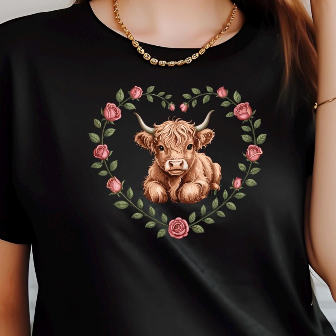 Highland Cow Valentine Sweatshirt or Shirt \ Cute Cow Love Gift for Animal Lovers Cozy Gildan