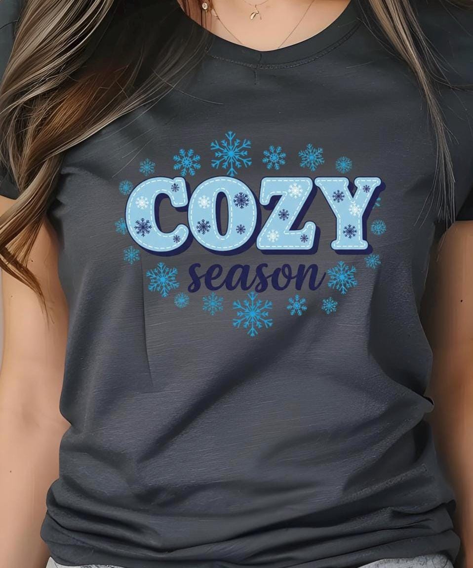 Cozy Season Shirt or Sweatshirt – Winter Snowflake Gildan Tee – Cozy Vibes Gift for Women