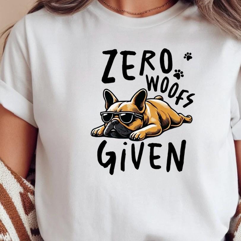 Zero Woofs Given Funny Dog Shirt | French Bulldog T-Shirt | Lazy Dog Graphic Tee | Unisex Gift for Dog Lovers | Pet Humor Shirt